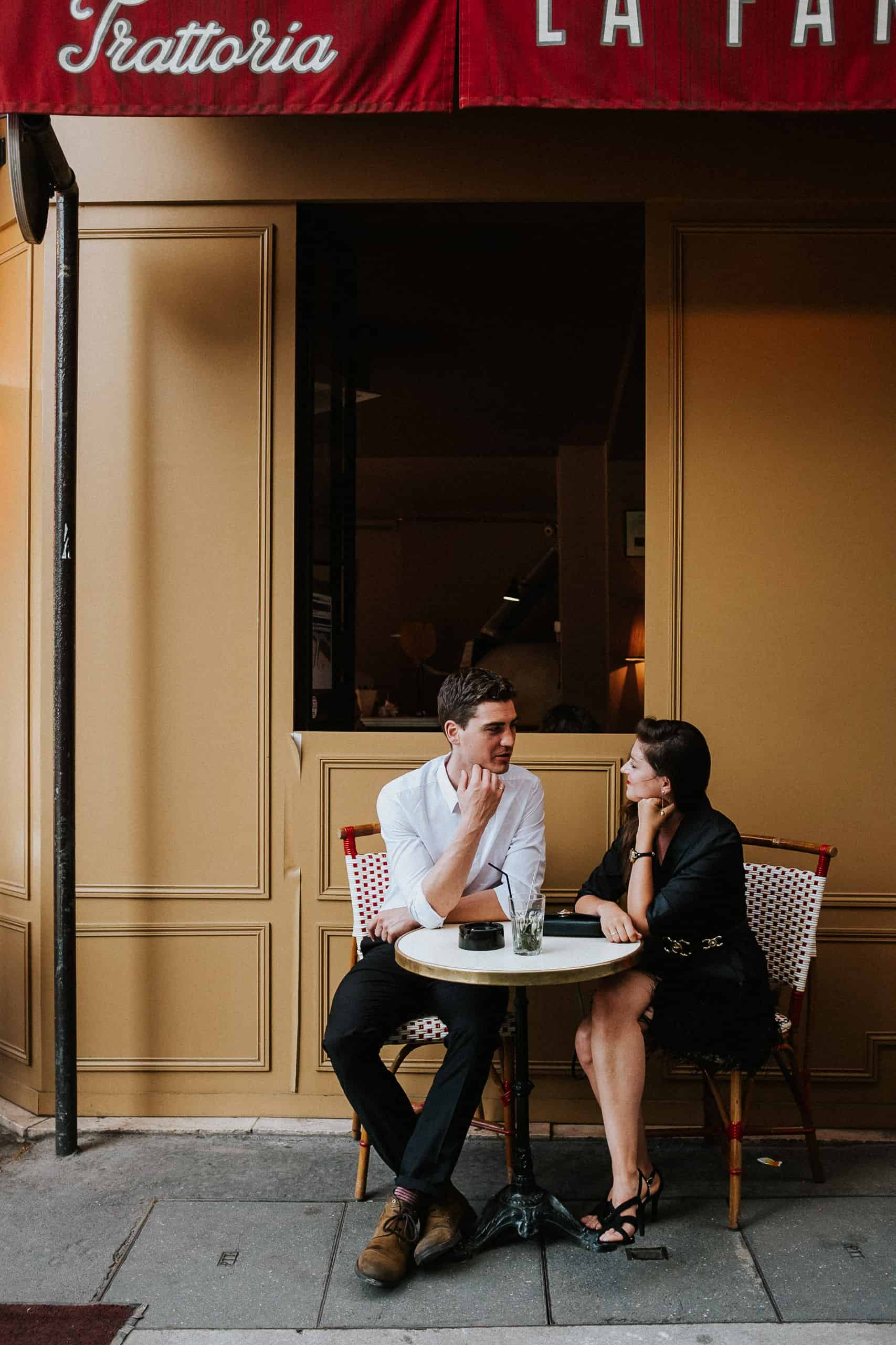 paris cafe engagement session
